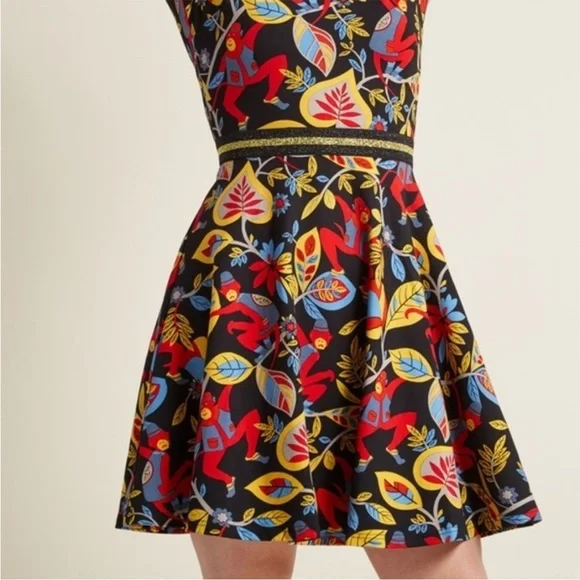 ModCloth / Traffic People monkey print fit and flare dress size L - Picture 3 of 11